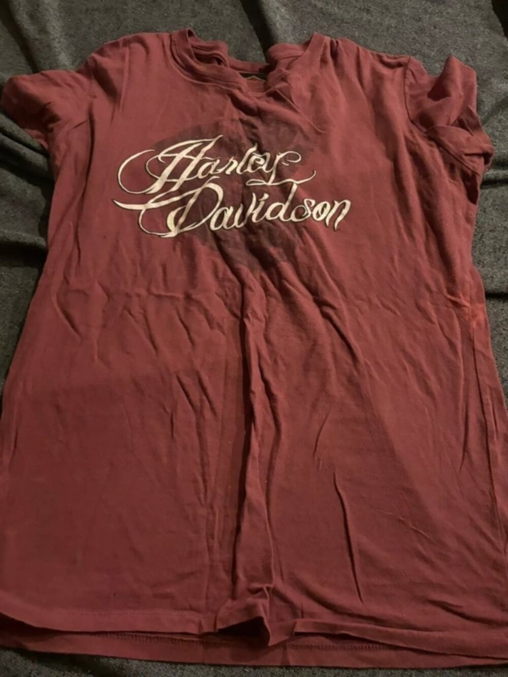 Harley Davidson T Shirt Womens Vintage Large Red Cap Sleeve Crew Neck Biker
